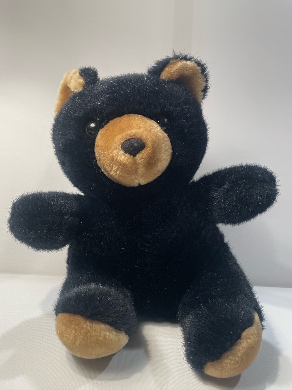 Plush Black and Tan Bear Stuffed Animal - Soft Kids Toy